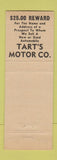 Matchbook Cover - Tart's Motor Company Fayetteville NC