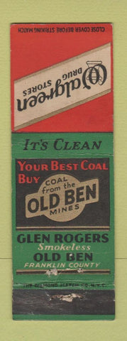 Matchbook Cover - Old Ben Mines Coal Walgreens Drug Store