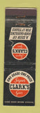 Matchbook Cover - Clark's oil gas WEAR