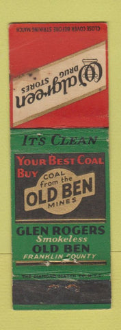 Matchbook Cover - Walgreens Drug Stores Old Ben Coal STAINED
