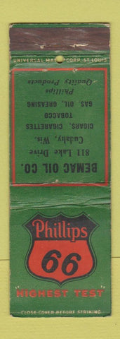 Matchbook Cover - Phillips 66 oil gas Bemac Cudahy WI WORN