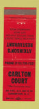 Matchbook Cover - Carlton Court Atkinson's Restaurant Shell oil gas Lumberton NC