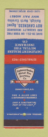 Matchbook Cover - Roy Caveness Insurance Raleigh NC