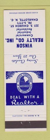 Matchbook Cover - Vinson Real Estate Charlotte NC