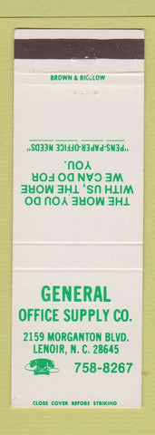 Matchbook Cover - General Office Supply Lenoir NC