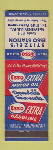 Matchbook Cover - Esso oil gas Stitzel's McEwensville PA