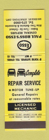 Matchbook Cover - Esso oil gas Paul Ross's Stratford ON