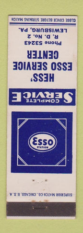 Matchbook Cover - Esso oil gas Hess' Lewisburg PA