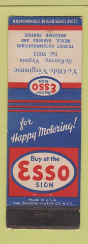Matchbook Cover - Esso oil gas Ye Old Virginnie McKenney VA