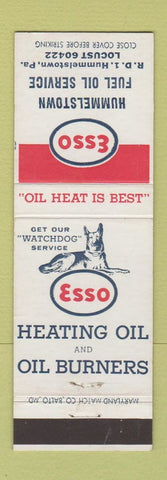 Matchbook Cover - Esso oil gas Hummelstown PA German Shepherd