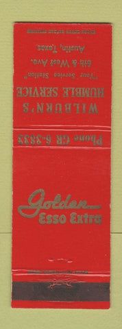 Matchbook Cover - Golden Esso oil gas Wilburn's Humble Austin TX