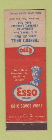 Matchbook Cover - Esso oil gas Turner's Newport AR low phone #
