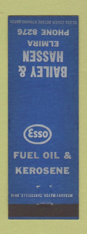 Matchbook Cover - Esso oil gas Bailey Hassen Elmira NY
