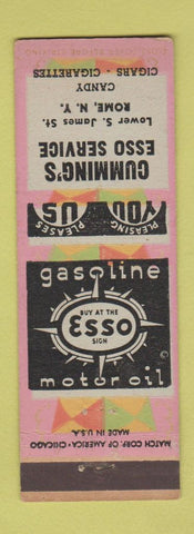 Matchbook Cover - Esso oil gas Cumming's Rome NY