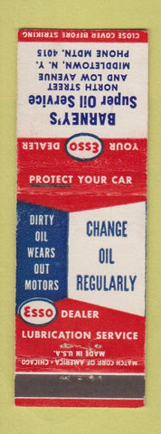 Matchbook Cover - Esso oil gas Barney's Middletown NY