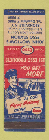 Matchbook Cover - Esso oil gas John Woytow's Bronxville NY