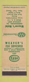 Matchbook Cover - Esso oil gas Weaver's Motel Greensburg PA