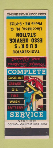 Matchbook Cover - Kuck's Esso oil gas Lincolnton NC