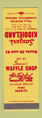 Matchbook Cover - Sauzer's Kiddieland Waffle Shop Schererville IN