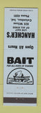 Matchbook Cover - Hancher's Fishing Bait Columbus IN low phone #