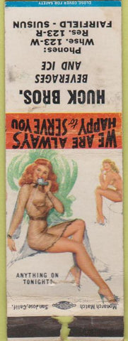 Matchbook Cover - Huck Bros Fairfield Suisun pinup WORN