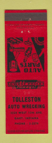 Matchbook Cover - Tolleston Auto Wrecking parts Gary IN