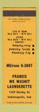 Matchbook Cover - Francis We Washit Laundry Indianapolis IN