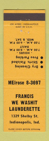 Matchbook Cover - Francis We Washit Laundry Indianapolis IN