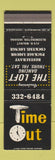 Matchbook Cover - Time Out Restaurant Bloomington IN The Loft Dancing