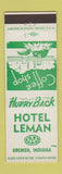 Matchbook Cover - Hotel Leman Bremen IN