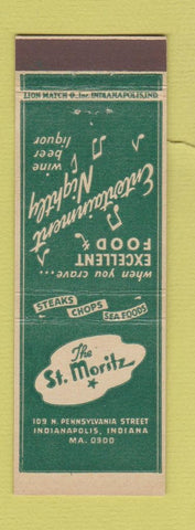 Matchbook Cover - St Mortiz Restaurant Indianapolis IN