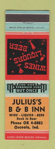Matchbook Cover - Julius's B&B Inn Osceola IN