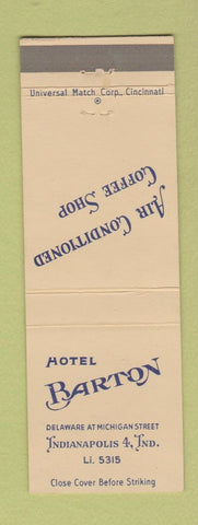 Matchbook Cover - Hotel Barton Indianapolis IN