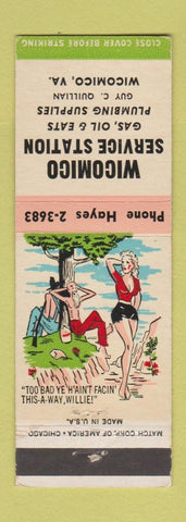 Matchbook Cover - Wicomico oil gas VA Guy Quillian hillbilly
