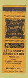 Matchbook Cover - Art & Chuck's Service Station oil gas Brodhead WI low phone #
