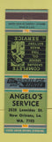 Matchbook Cover - Angelo's Service oil gas New Orleans LA