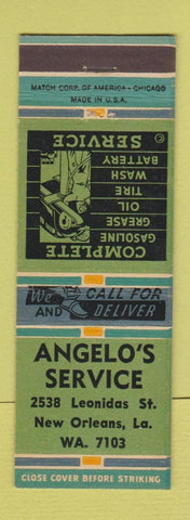 Matchbook Cover - Angelo's Service oil gas New Orleans LA