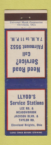 Matchbook Cover - Lloyd's Service oil gas Cleveland Heights OH