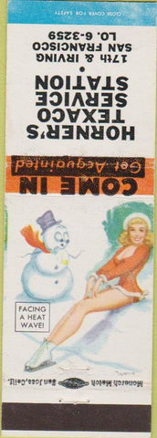 Matchbook Cover - Horner's Texaco oil gas San Francisco CA pinup