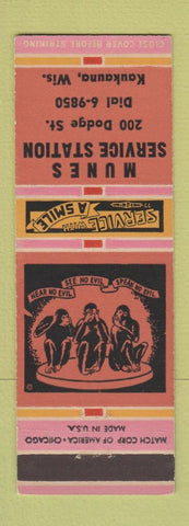 Matchbook Cover - Munes Service Station oil gas Kaukauna WI