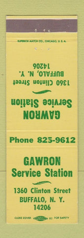 Matchbook Cover - Gawron Service Station oil gas Buffalo NY