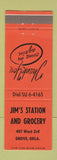 Matchbook Cover - Jim's Station oil gas Grocery Grove OK