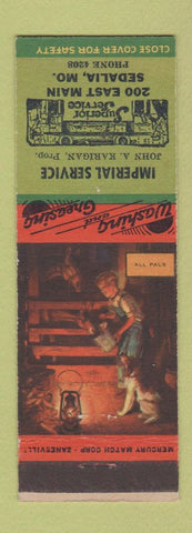 Matchbook Cover - Imperial Service oil gas Sedalia MO low phone # John Karigan