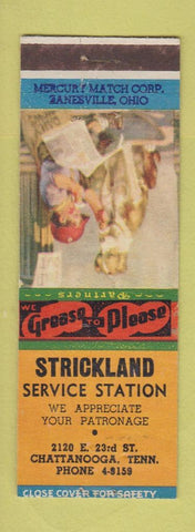 Matchbook Cover - Strickland Service Station oil gas Chattanooga TN