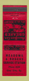 Matchbook Cover - Meadows & Rogers Service oil gas Clay City KY low phone #