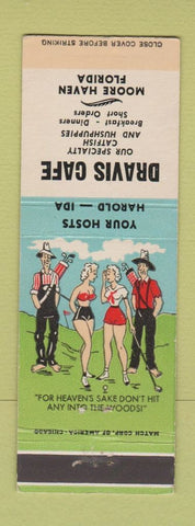 Matchbook Cover - Dravis Cafe Moroe Haven FL Hillbilly