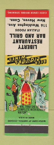 Matchbook Cover - Liberty Restaurant Bar Grill New Haven CT Hillbilly