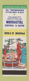 Matchbook Cover - Ralph Pugliese TV Harrisburg PA Hillbilly