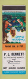Matchbook Cover - PJ Bennett Gas Pump Service East Moline IL Hillbilly
