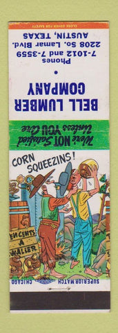 Matchbook Cover - Bell Lumber Company Austin TX Hillbilly